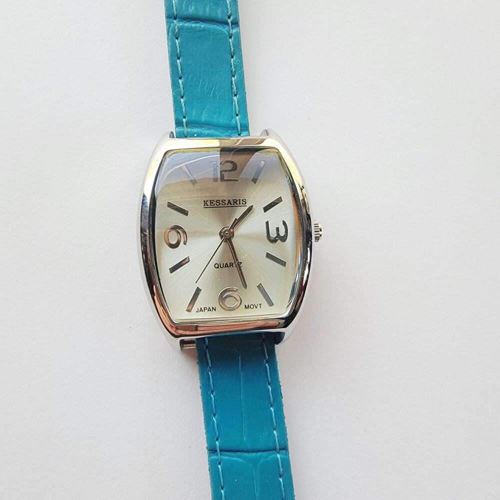Vintage Watches Kessaris Tonneau Case Blue Leather Quartz Womens Watch